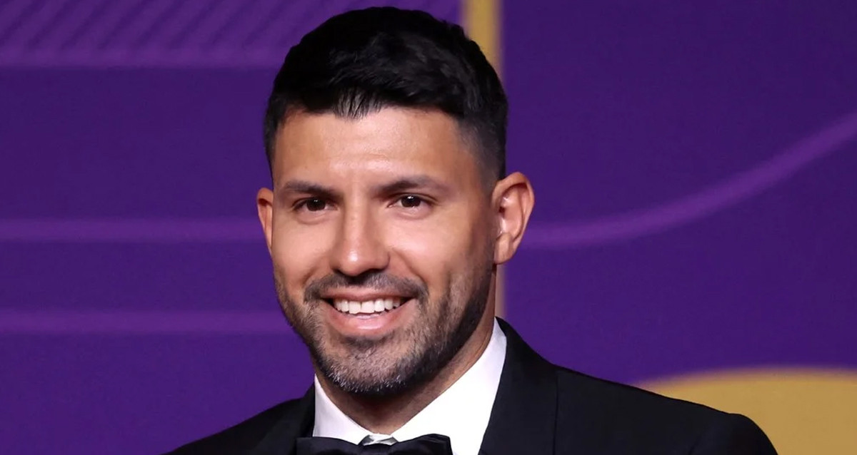 Sergio Agüero, durante el sorteo de la fase de grupos del Mundial de Qatar / Redes