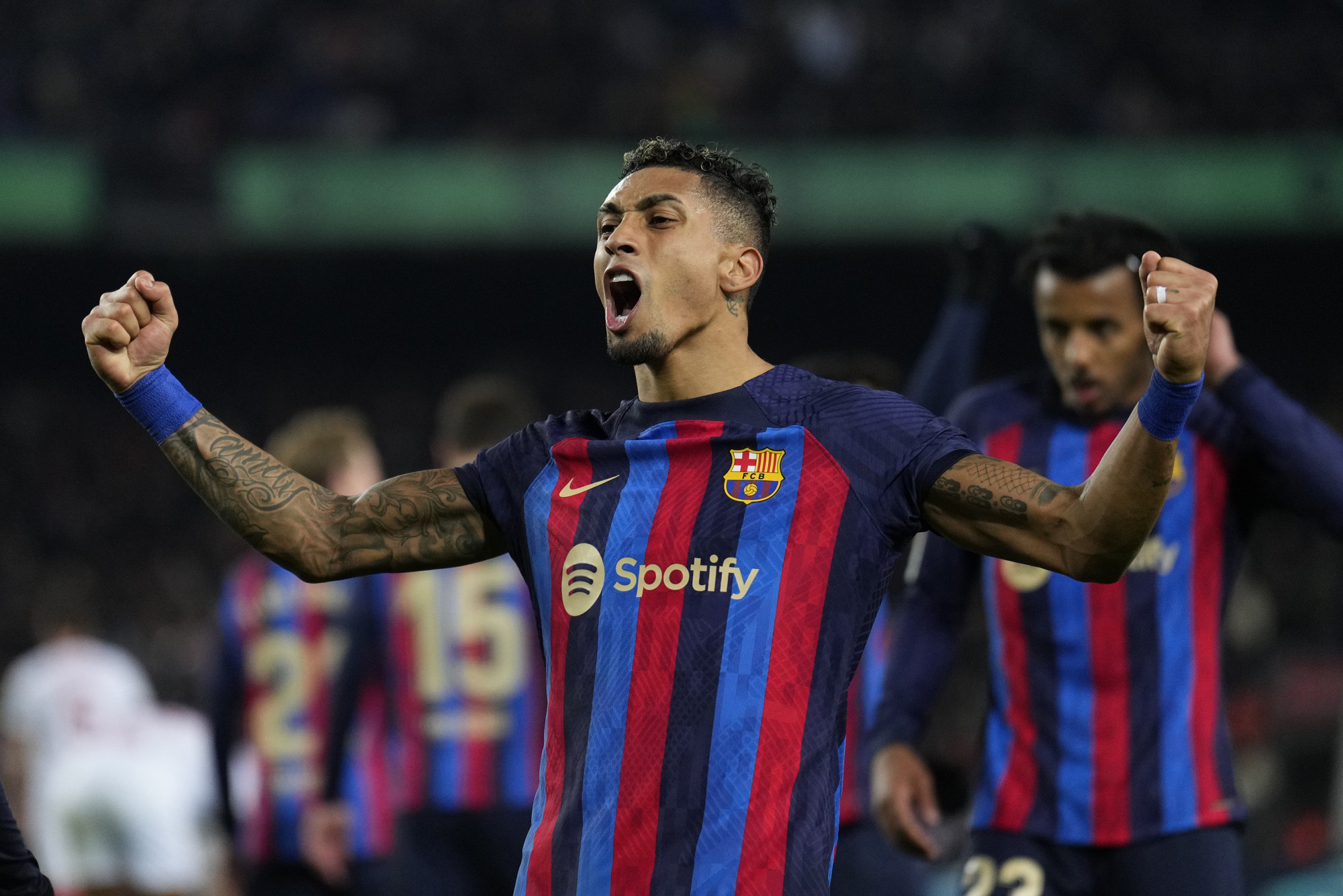 Raphinha, celebrando un gol marcado en el Camp Nou / EFE