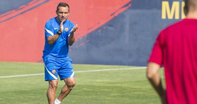 Sergi Barjuan en un entrenamiento del Barça B / FC Barcelona