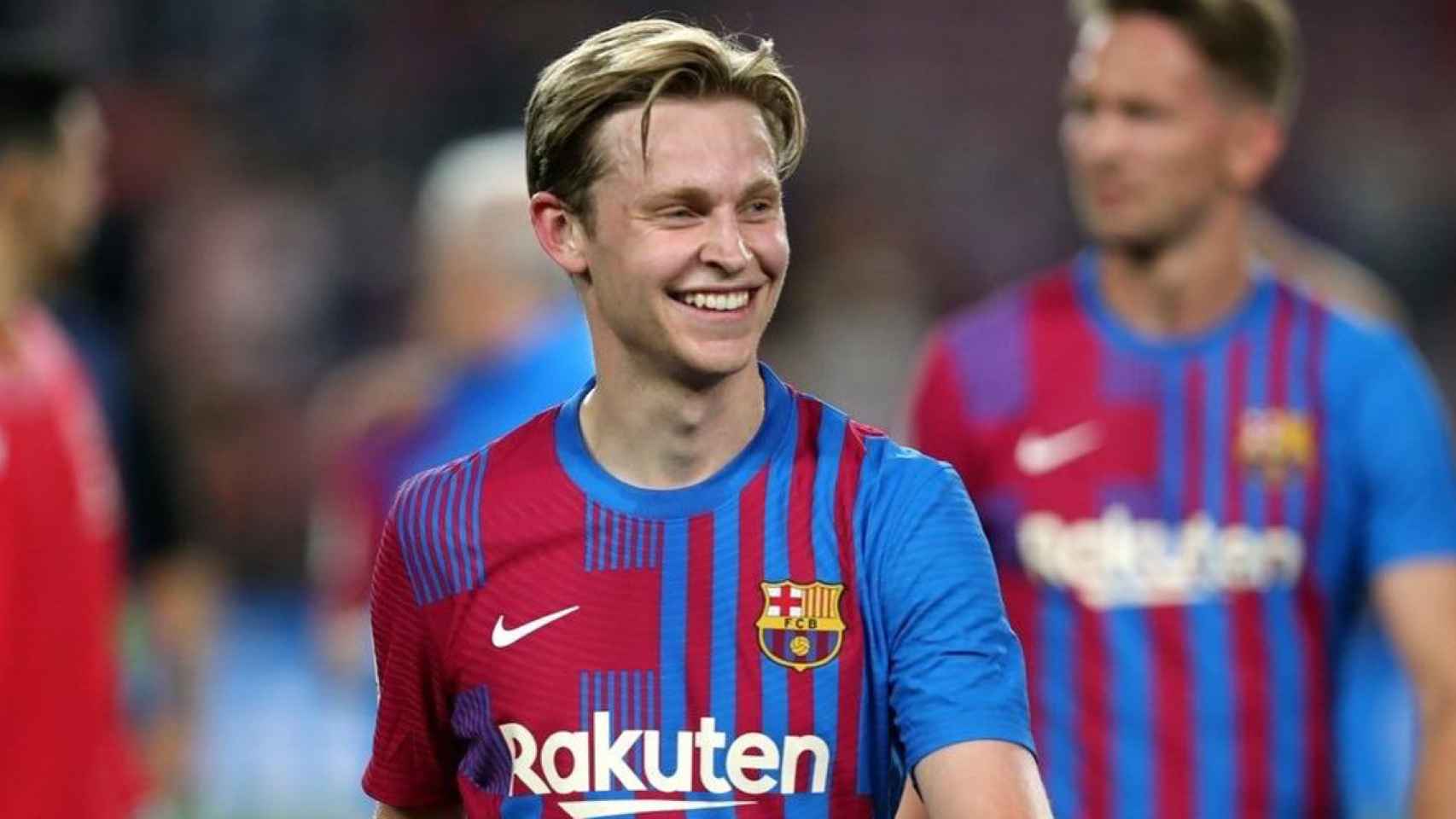 Frenkie de Jong, sonriente, tras una victoria con el Barça en la Liga / FCB