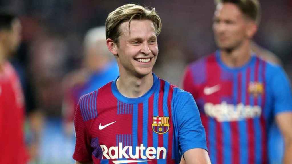 Frenkie de Jong, sonriente, tras una victoria con el Barça en la Liga / FCB