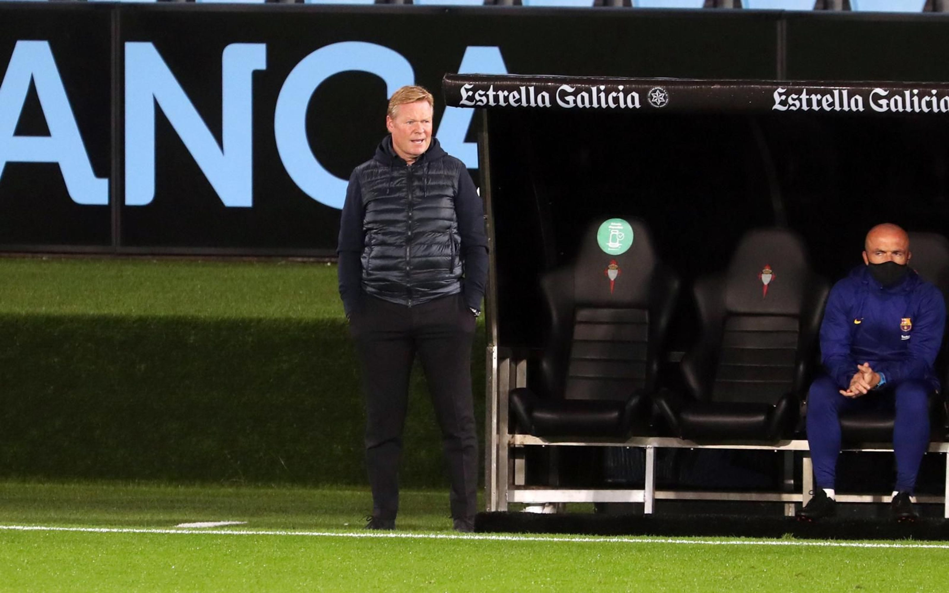 Ronald Koeman en la banda de Balaídos / FC Barcelona