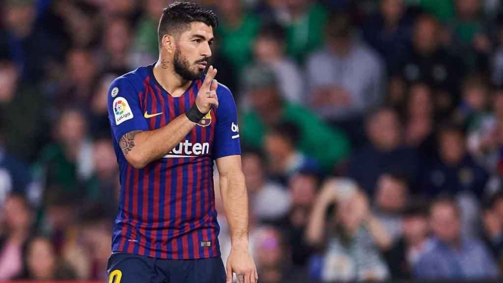 Luis Suárez celebrando un gol con el Barça / EFE