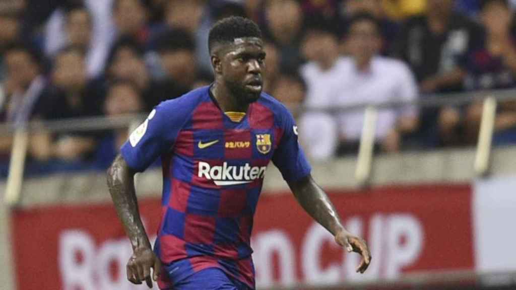 Samuel Umtiti, durante un encuentro con el Barça/ EFE