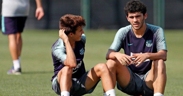 Aleñá, junto a Riqui Puig en un entrenamiento del Barça | FCB