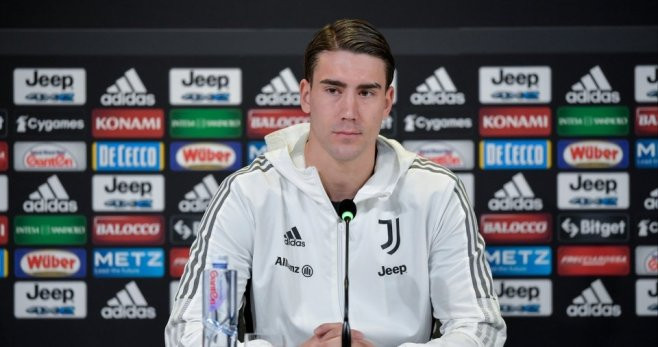 Vlahovic, en su presentación como nuevo jugador de la Juventus / REDES