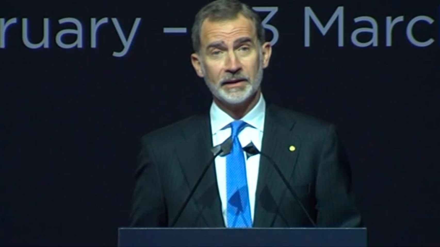 Felipe VI durante el discurso inaugural del MWC