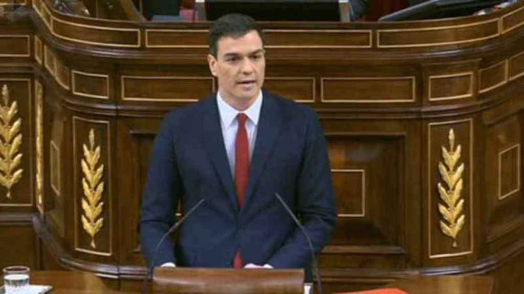 Pedro Sánchez, líder del PSOE, en su segundo discurso de investidura