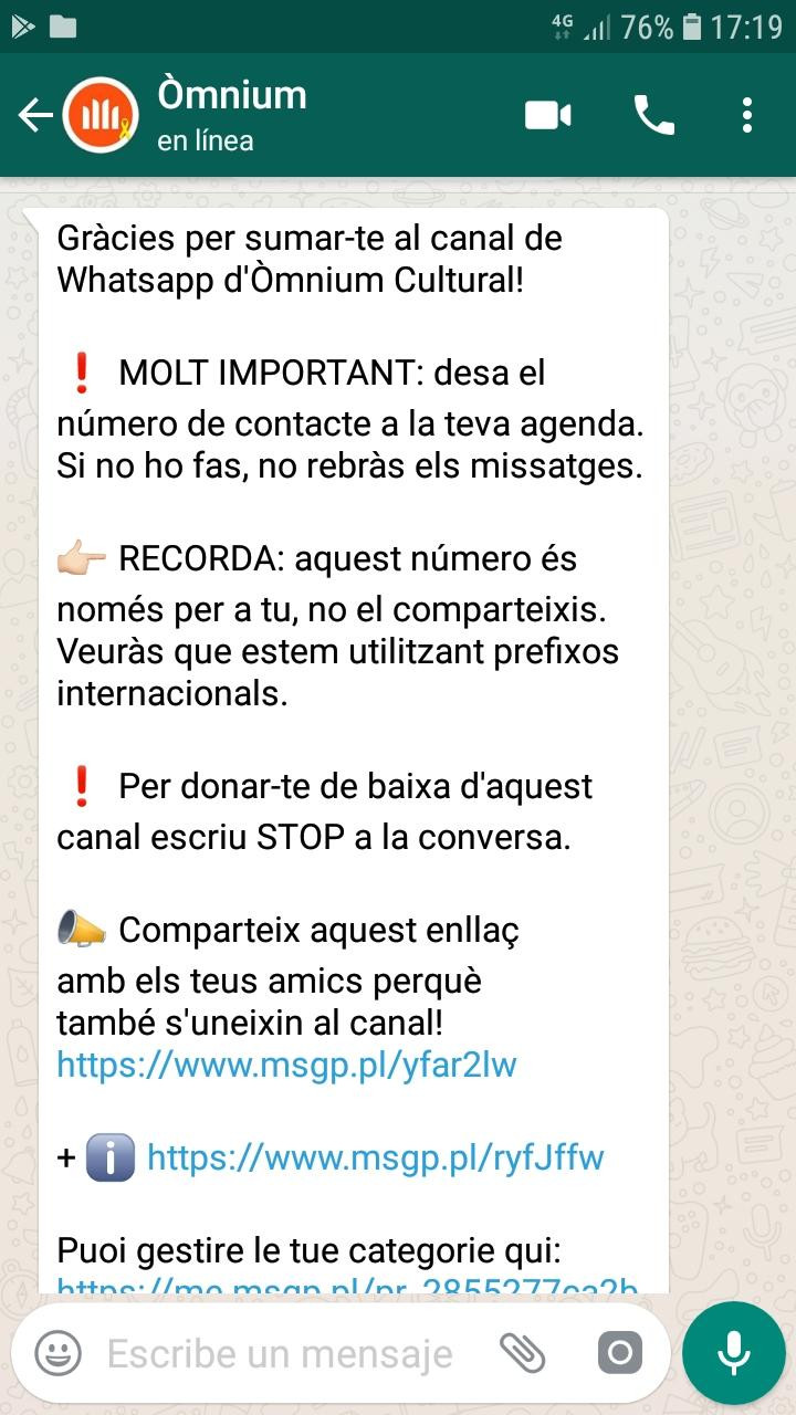 Whatsapp de Òmnium