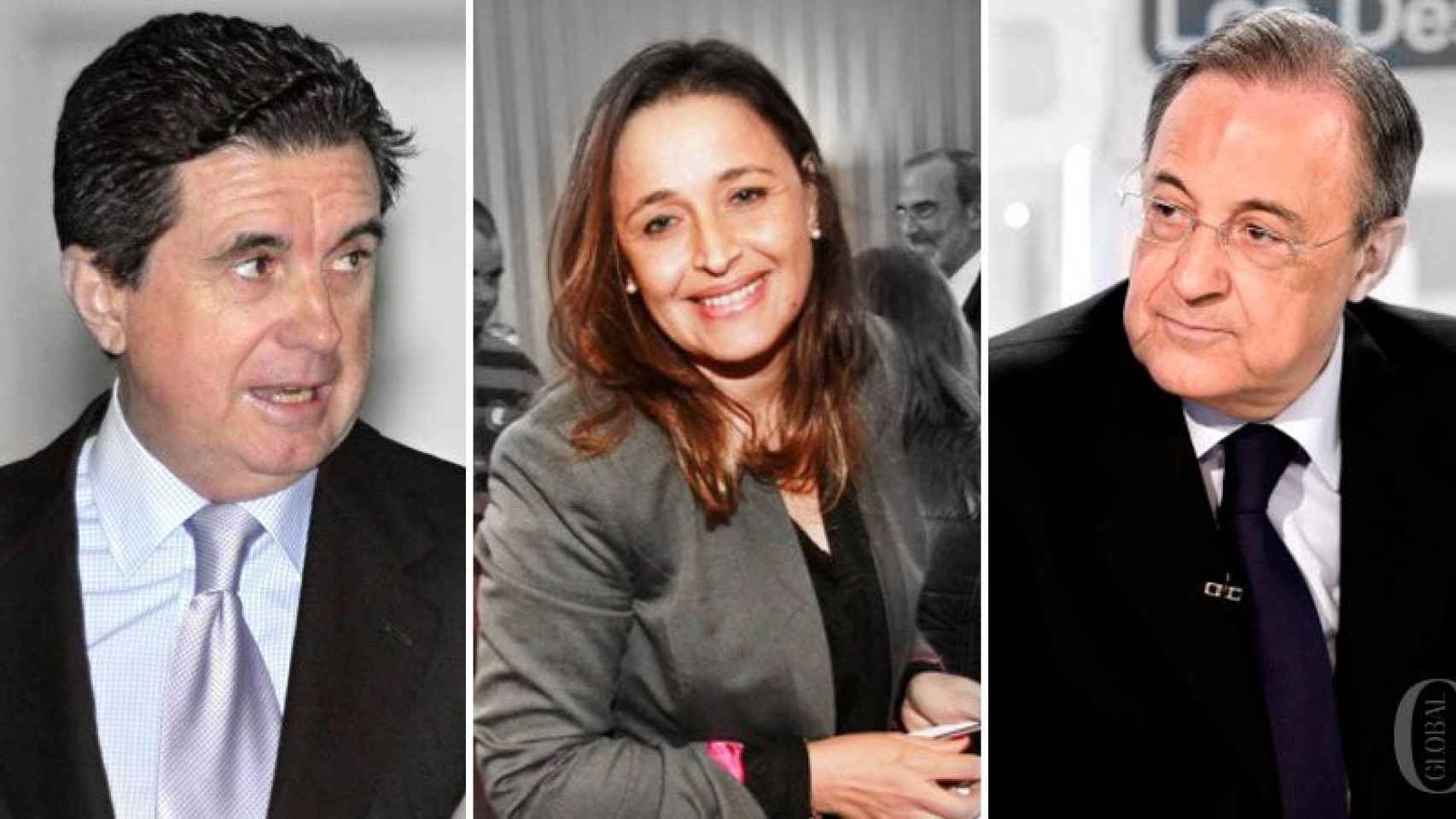 Jaume Matas, Aina Castillo y Florentino Pérez.