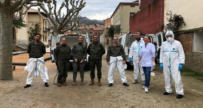 El Ejército desinfecta el Centre Geriatric del Pirineu en la Pobla de Segur (Lleida), por coronavirus / CENTRE GERIATRIC DEL PIRINEU