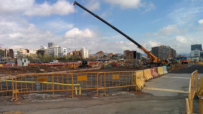 Momento de las obras en la Plaza de Glòries / CG