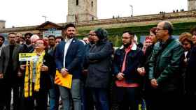 El acto de campaña que ERC ha hecho este miércoles en Barcelona, mientras la sección de Empresa e Industria organizaba la mesa redonda con los candidatos a la Cámara de Comercio de Barcelona / EFE