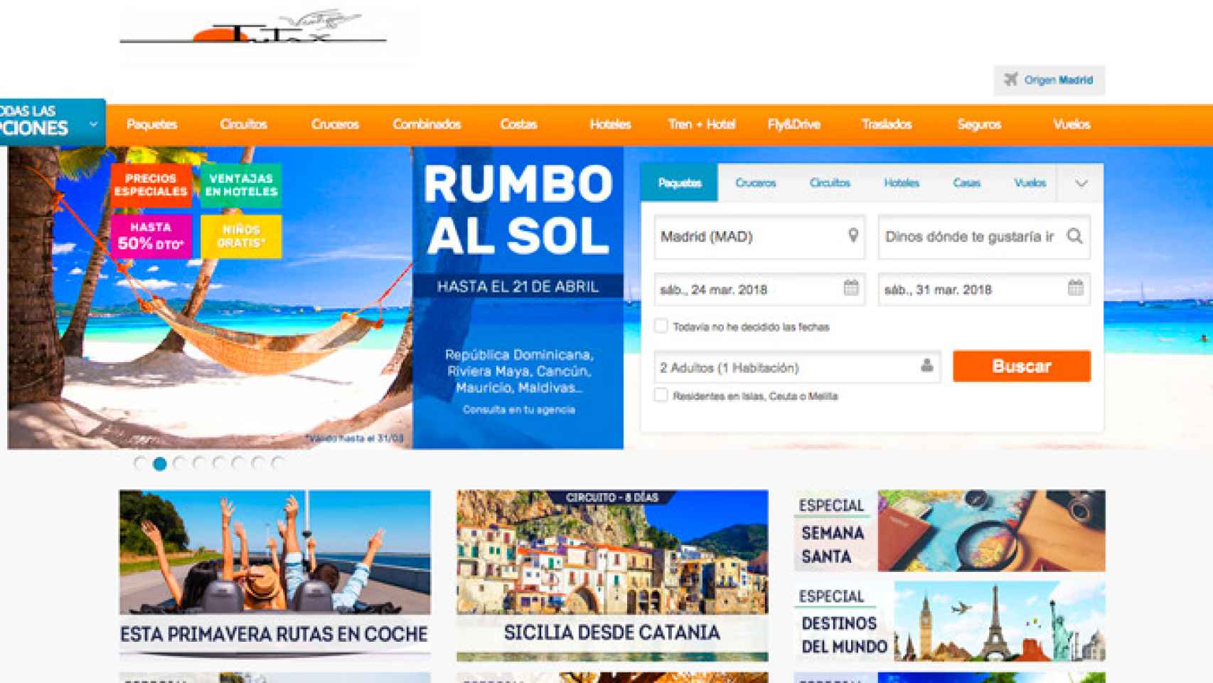 Web de Viatges Tutsi, agencia de viajes de Vilassar de Mar