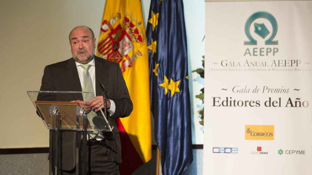 Xavier Salvador, consejero delegado de 'Crónica Global', durante la entrega del premio AEEPP al medio digital / AEEPP