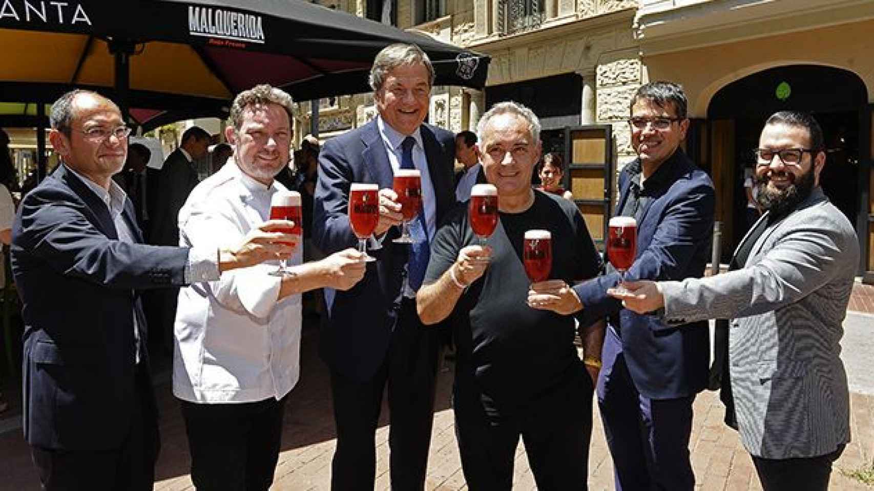 Jaume Alemany, Albert Adrià, Jorge Villavecchia, Ferran Adrià, Ferran Centelles, Marc Álvarez durante la presentación de la Malquerida / CG