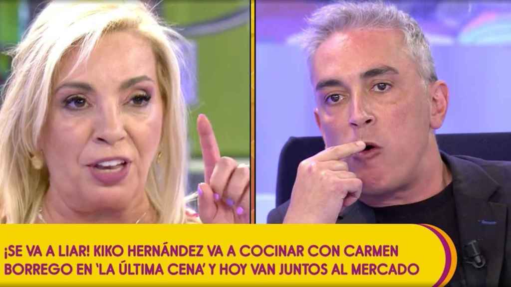 Carmen Borrego y Kiko Hernández en 'Sálvame' / MEDIASET