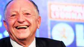 El presidente del Olympique de Lyon (OL),  Jean-Michel Aulas, en una rueda de prensa / CG