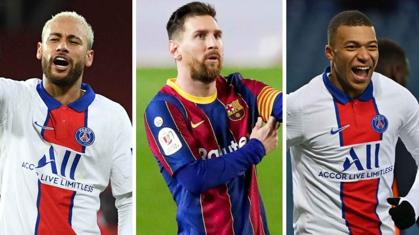 Neymar, Messi y Mbappé en un fotomontaje / Culemanía