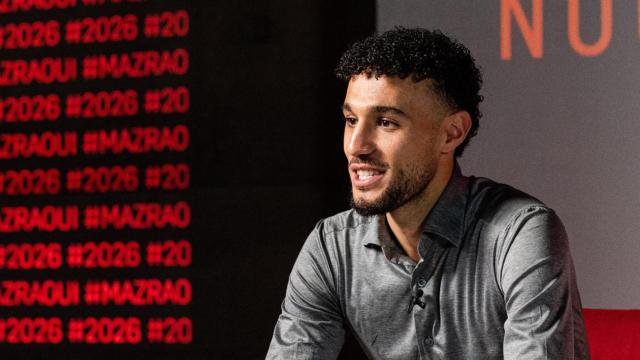 Noussair Mazraoui, en su presentación como nuevo jugador del Bayern / BAYERN