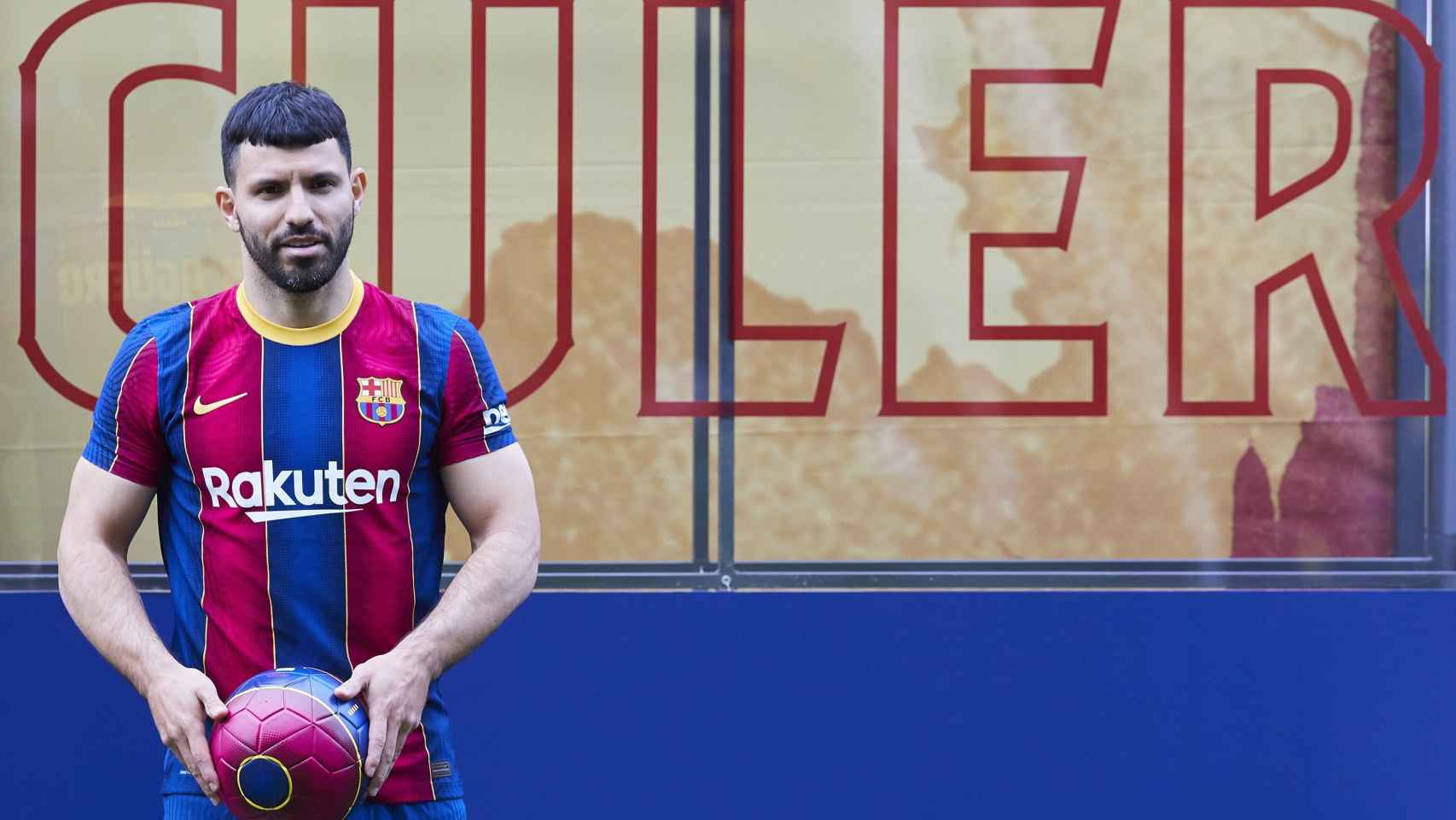 Sergio Agüero, durante su presentación como jugador del Barça / EFE