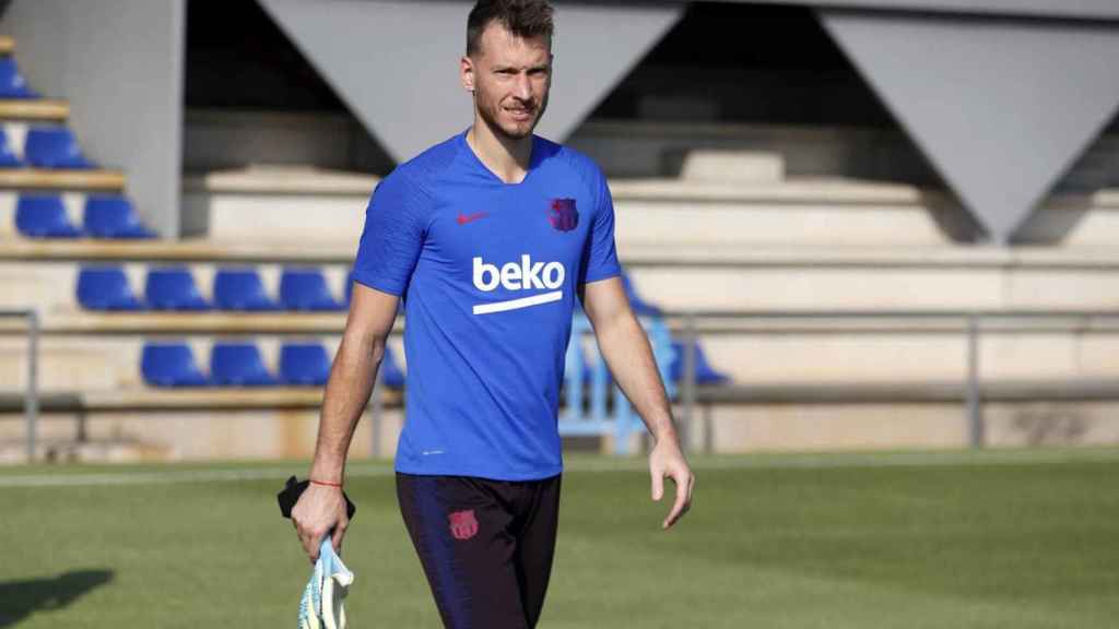 Neto Murara en un entrenamiento con el Barça / FC Barcelona