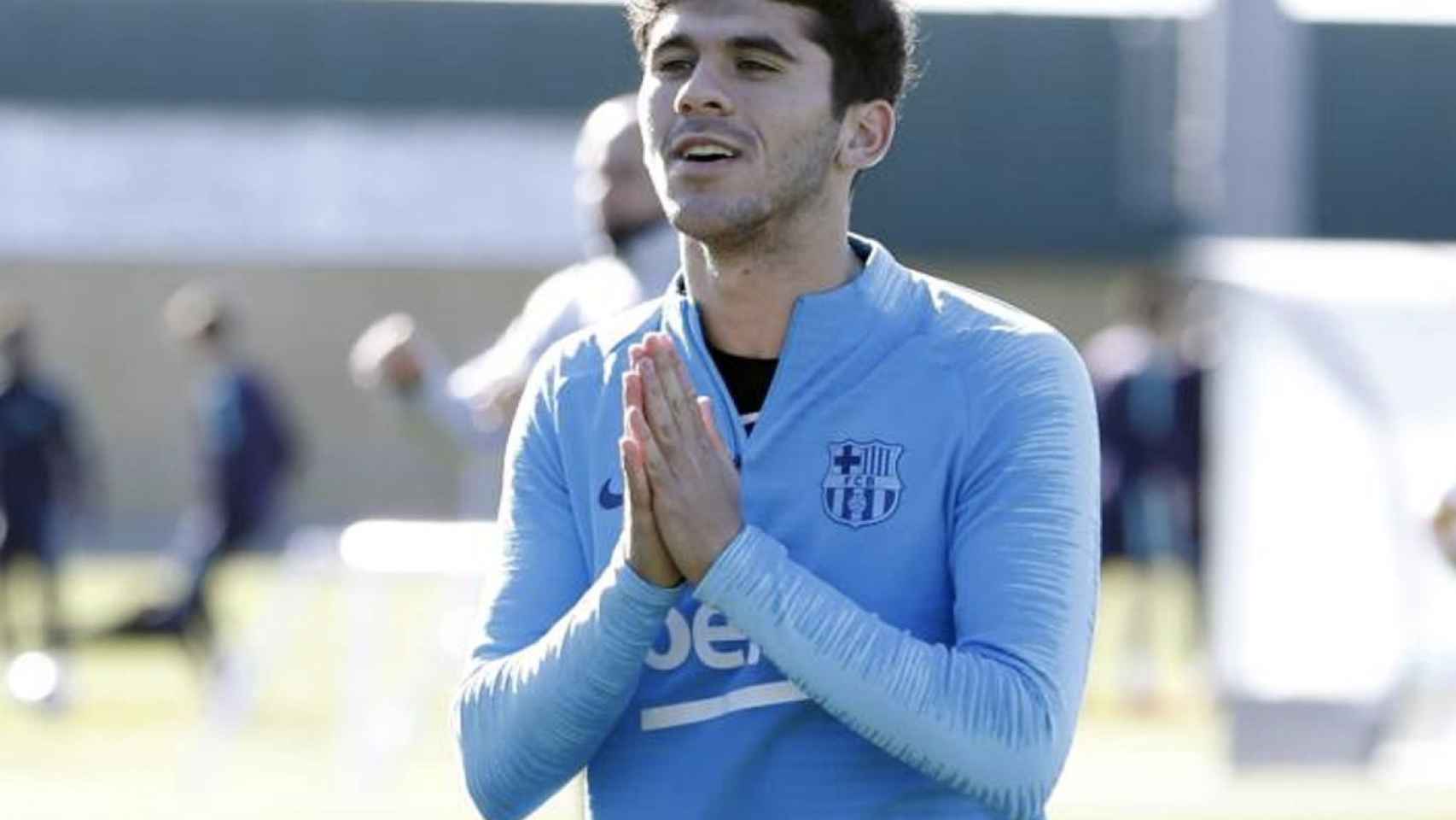 Una foto de Carles Aleñá durante un entrenamiento del Barça / FCB