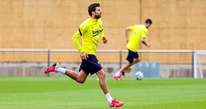 Gerard Piqué, en un entrenamiento con el Barça | FCB