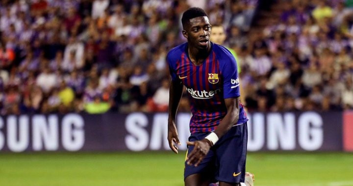 Dembelé en un partido con el Barça/ EFE