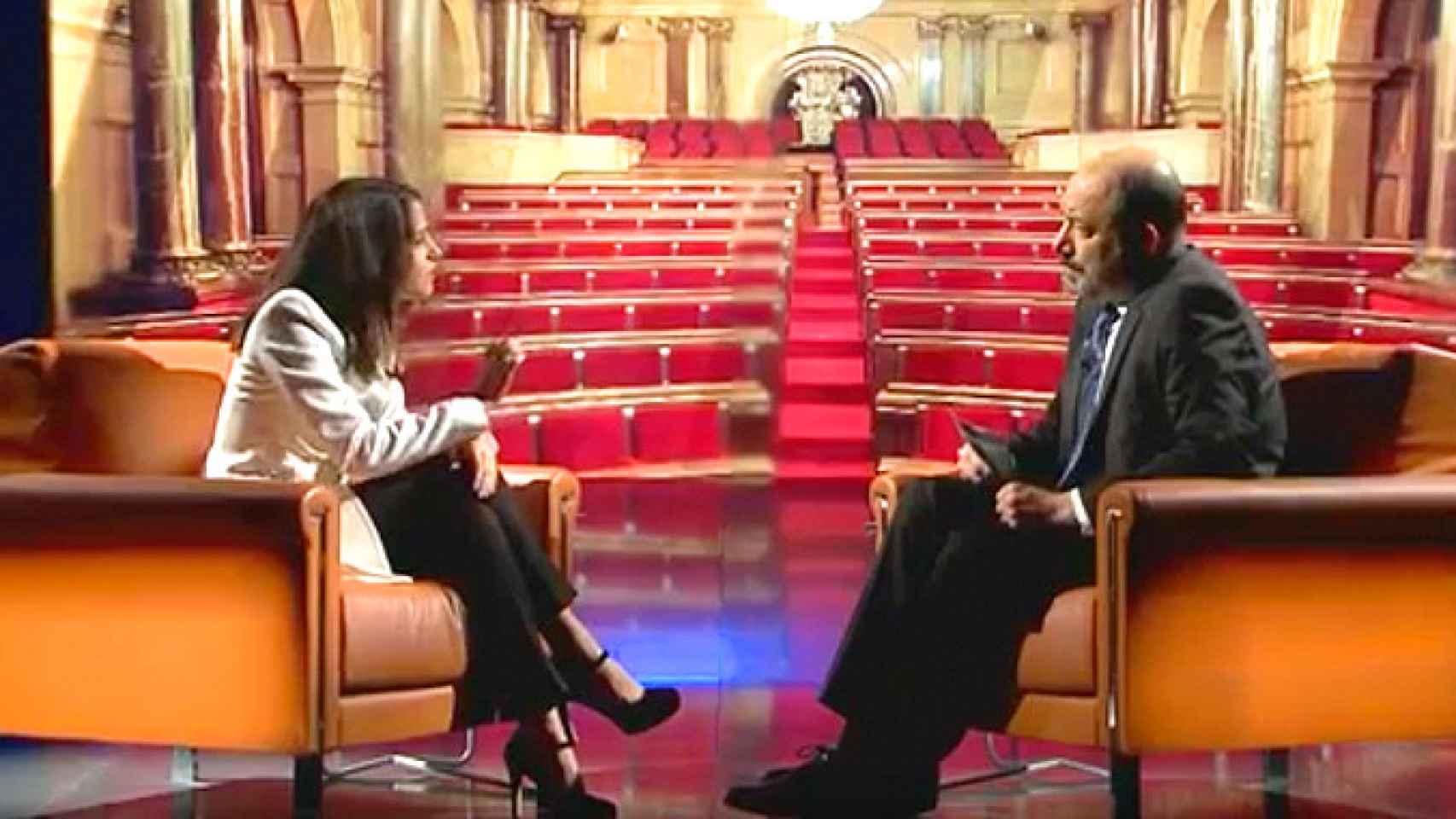 Inés Arrimadas, durante la entrevista con Vicent Sanchis en TV3 / TV3