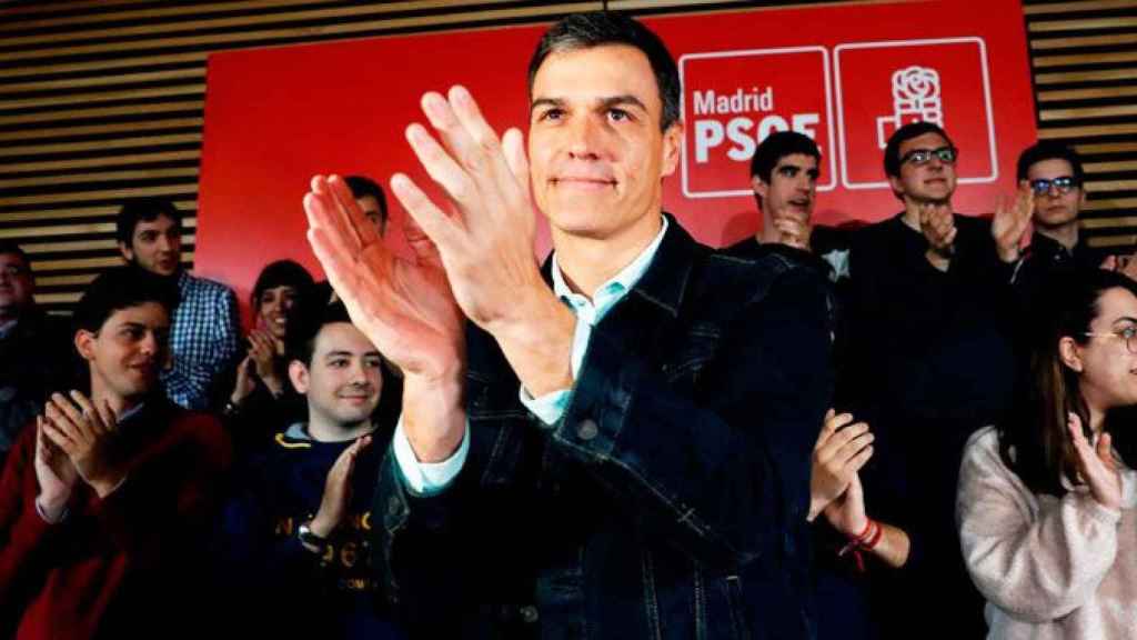 Pedro Sánchez, secretario general del PSOE, en un acto público en Madrid hoy sábado / EFE