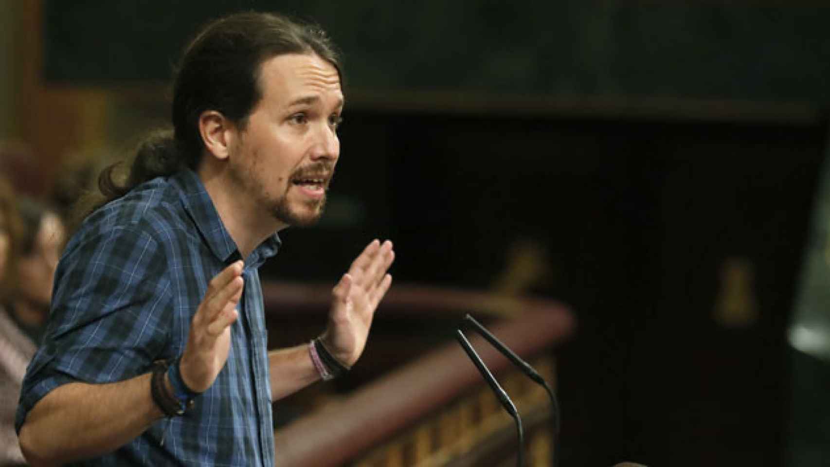 Pablo Iglesias, en la tribuna del Congreso de Diputados el sábado / EFE