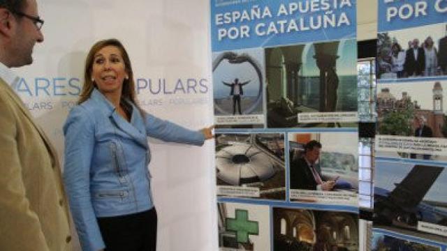 La presidenta del PP catalán, Alicia Sánchez-Camacho, en la presentación de la campaña 'España apuesta por Cataluña'