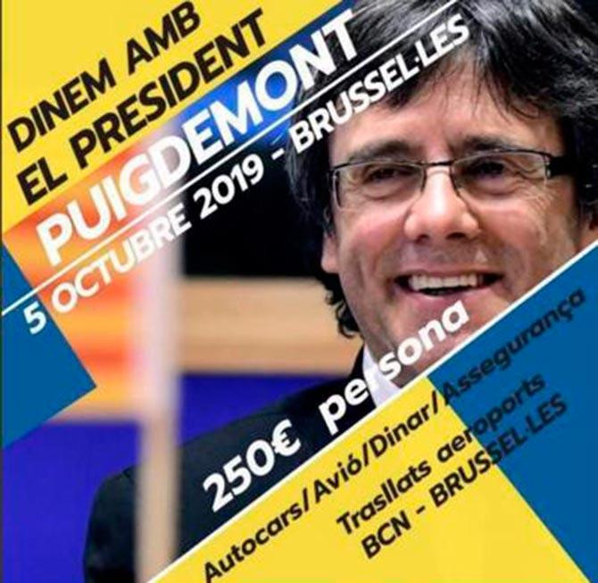 Comida con Puigdemont por 250 euros