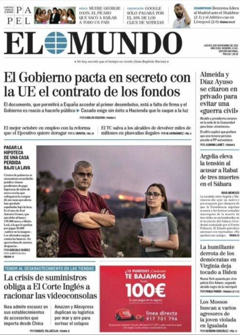 Portada de 'El Mundo' del 4 de noviembre de 2021 / KIOSKO