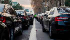 Coches de Cabify en una de las protestas que los conductores de VTC organizaron el año pasado en Madrid y Barcelona / EFE