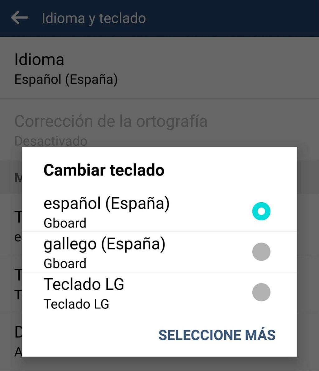 Opción de cambio de teclado de Android / EP