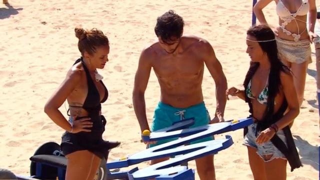 Gianmarco, Marta y Olga en la prueba de recompensa /TELECINCO