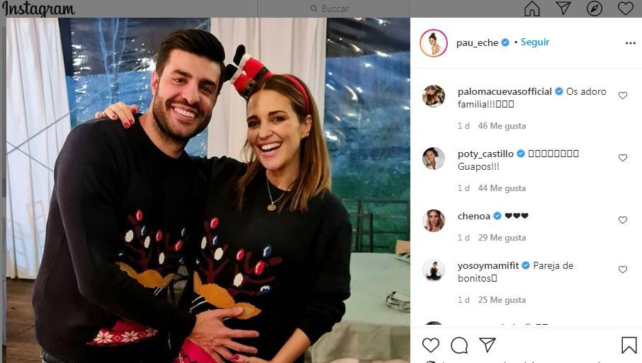 Paula Echevarría y Miguel Torres en su posado navideño /INSTAGRAM