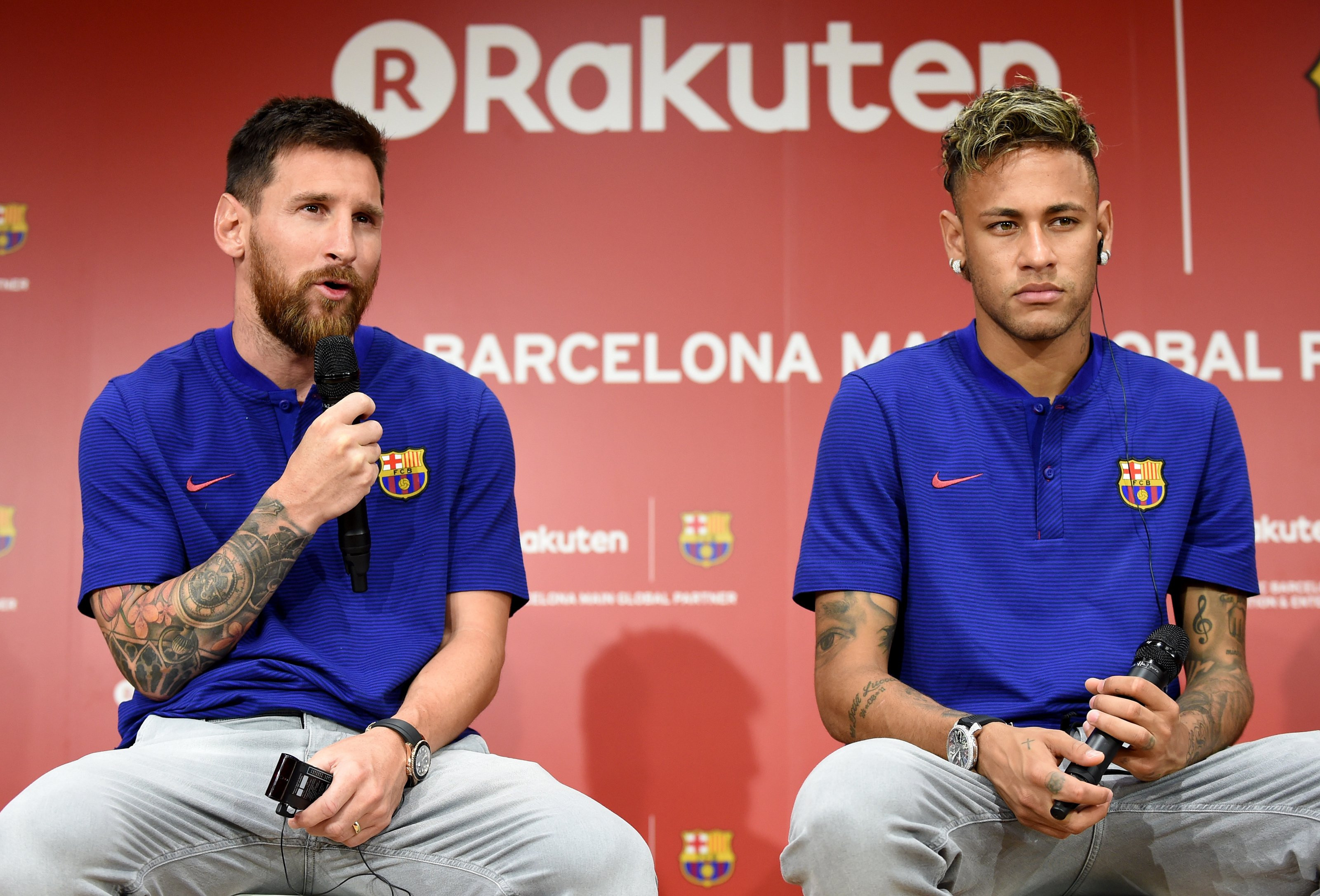 Leo Messi y Neymar, en un acto con el Barça / EFE