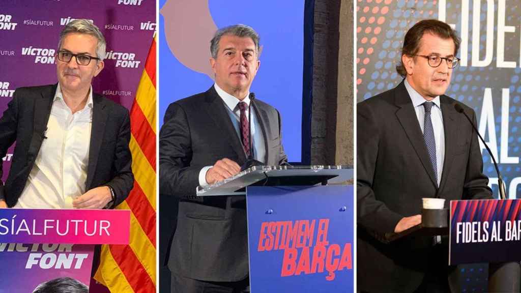 Los candidatos Víctor Font, Joan Laporta y Toni Freixa / CULEMANIA