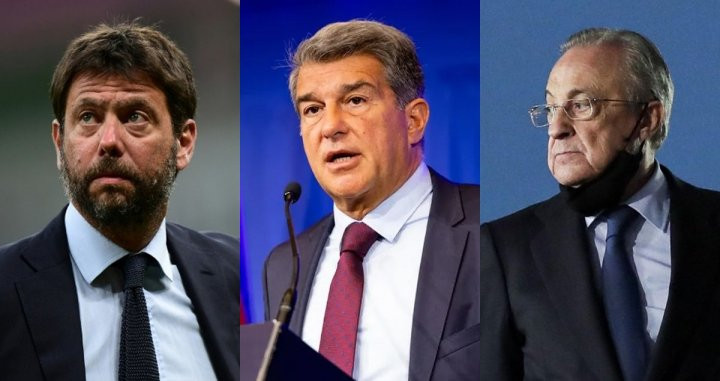 Agnelli, Laporta y Florentino, fundadores de la Superliga Europea, en un fotomontaje / Culemania