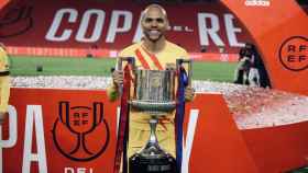 Martin Braithwaite, celebrando la Copa del Rey con el Barça | FCB