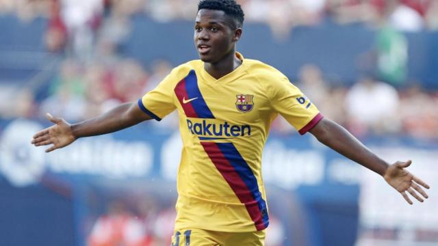 Una foto de Ansu Fati tras marcar su primer gol con el Barça ante el Osasuna / FCB