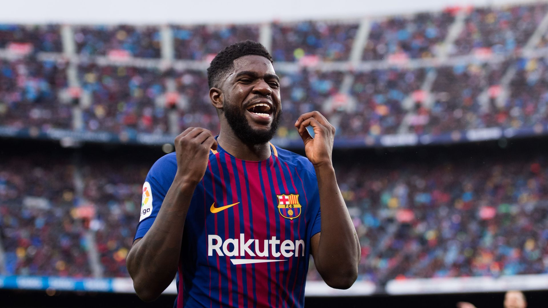 Samuel Umtiti celebrando un gol con el Barça / EFE