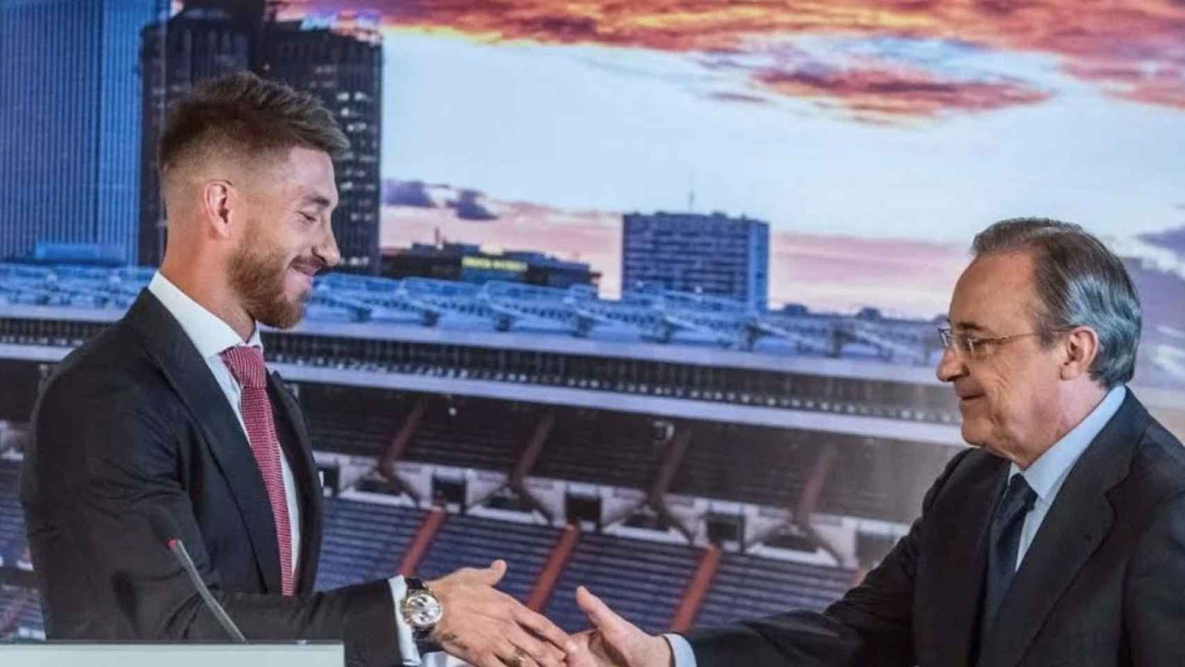 Una foto de archivo de Florentino Pérez y Sergio Ramos / EFE