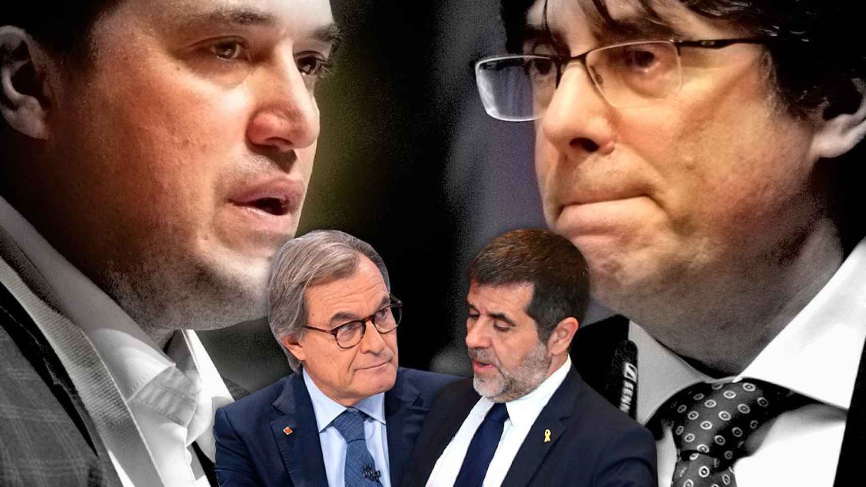 David Bonvehí y Artur Mas (PDECat), ante Carles Puigdemont y Jordi Sánchez (JxCat) / CG