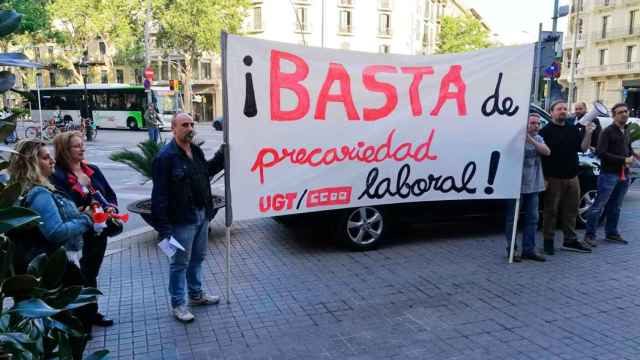 Imagen de la protesta de los trabajadores del Hotel Palace Barcelona / Cedida