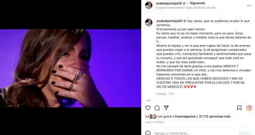 Publicación de Anabel Pantoja en Instagram / @anabelpantoja00