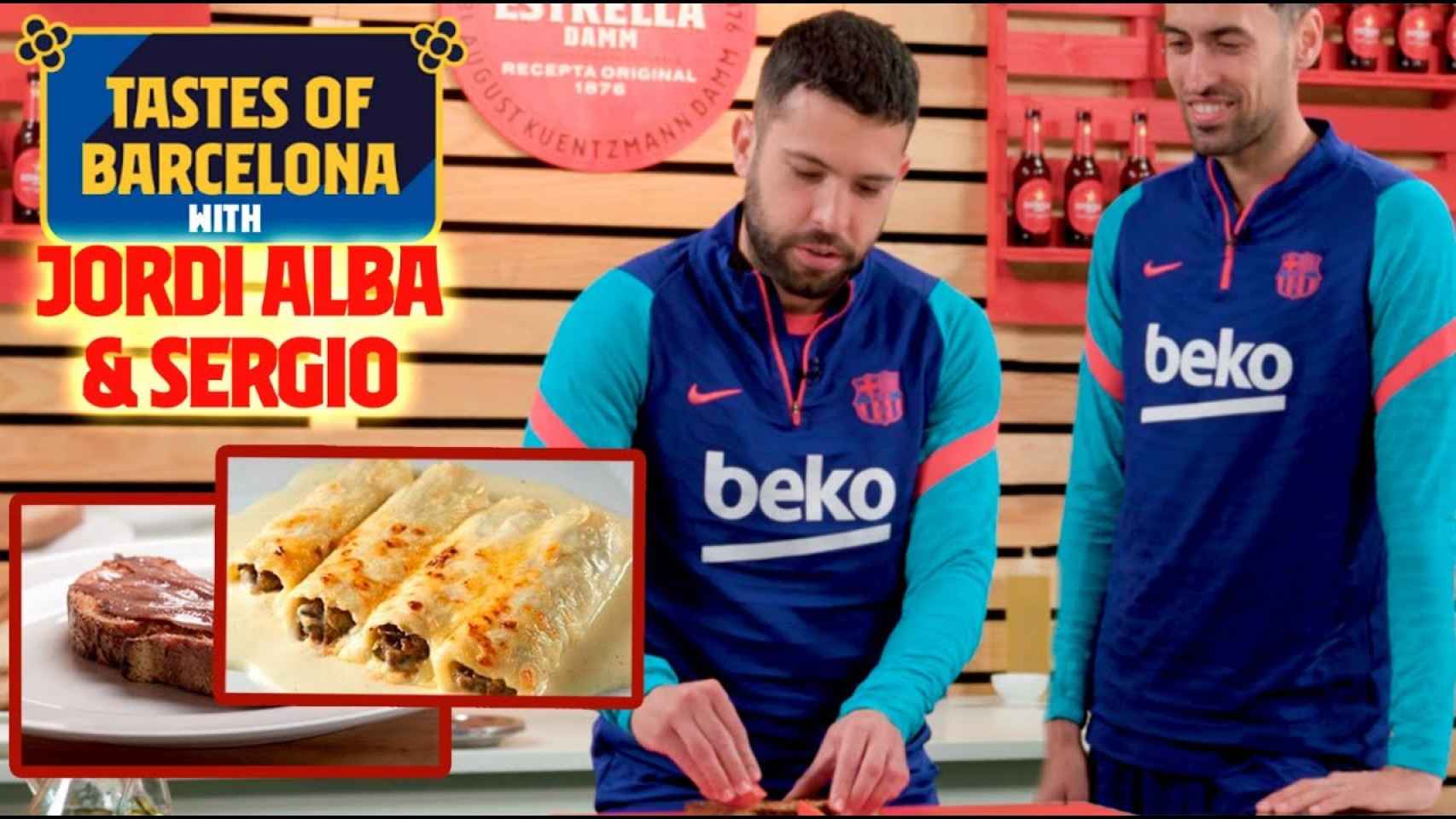 Jordi Alba y Sergio Busquets cocinan canelones